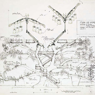 Plan de la construction de l'Arbre aux Hérons à Nantes